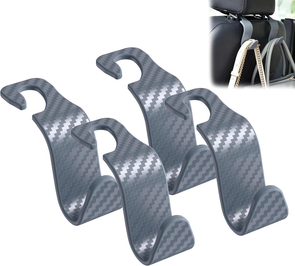 Car Seat Headrest Hook 4 Pack Hanger Storage Organizer Universal for Handbag Purse Coat fit Universal Vehicle Car Black S Type
