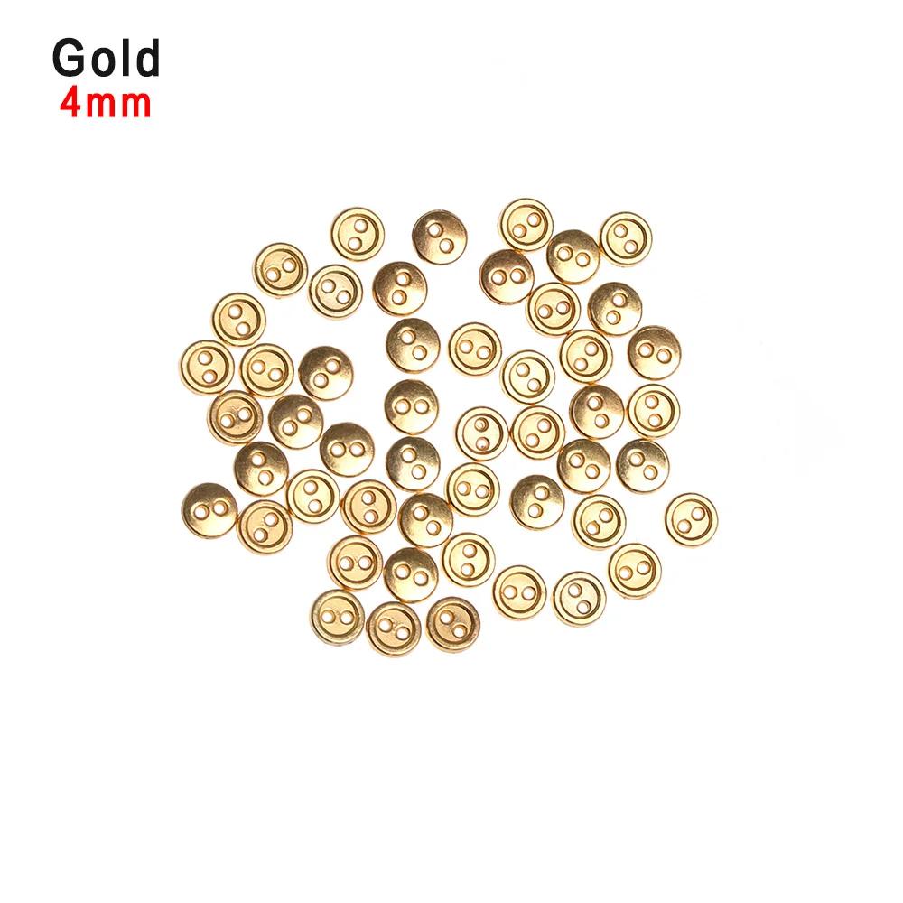 50Pcs Metal Mini Buttons For Doll Clothes Round Bread Buttons Doll Buttons For Diy Sewing Blyth Doll Clothing Sewing 3/4/5/6mm