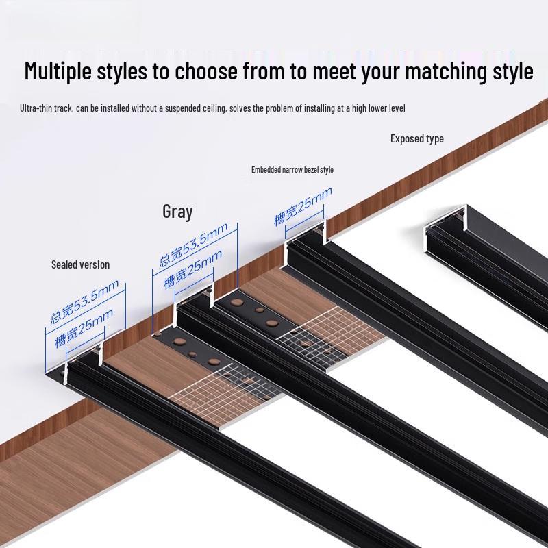 Oeny 1.3cm Ultra-Thin Black Track Lighting Rail