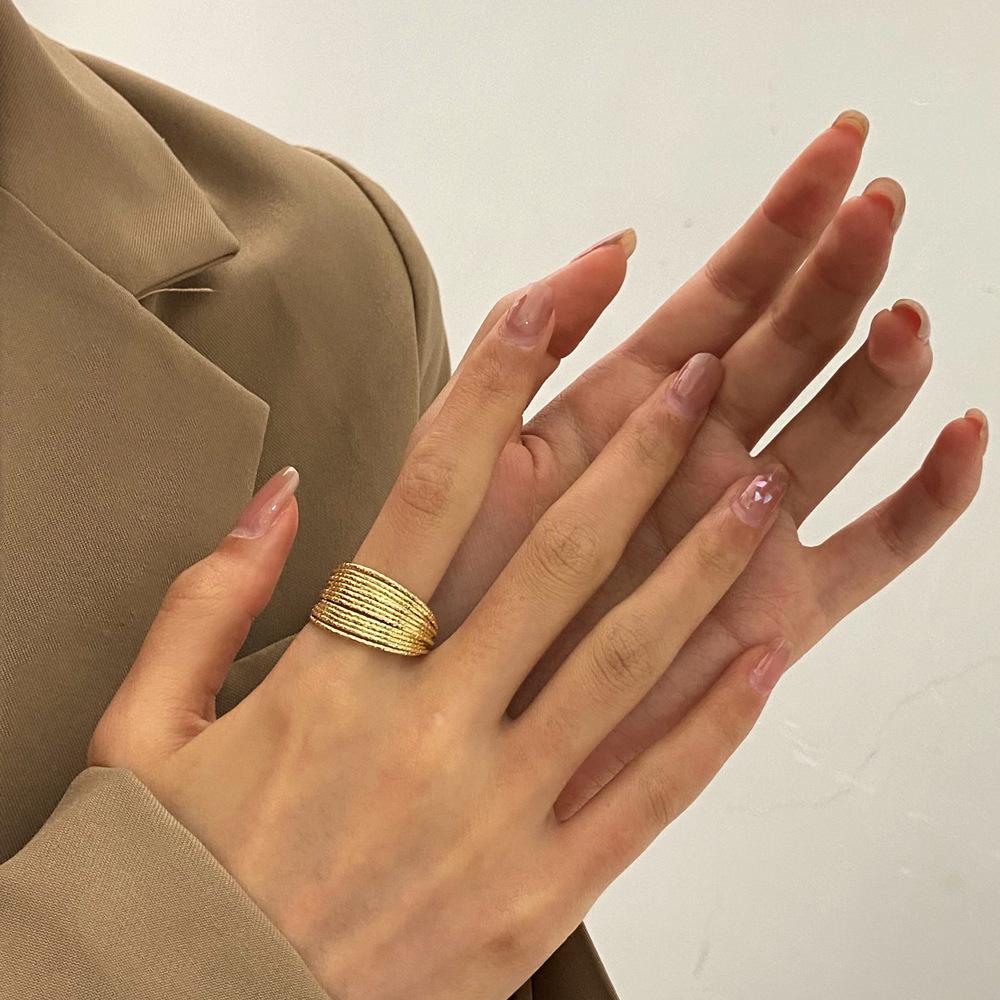 

Stainless Steel Metal Texture Rings for Women Girls Exaggerated Flower Sunflower Starfish Open Rings Party Jewelry Gifts