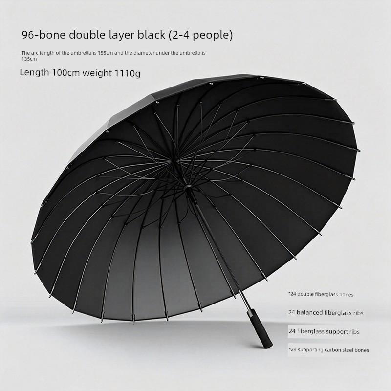 Ombrello Dritto Automatico a Doppio Strato con 96 Stecche, Extra-Large, Allargato, Ispessito, Rinforzato, Antivento, Resistente alla Tempesta, Ombrello Speciale Grande con