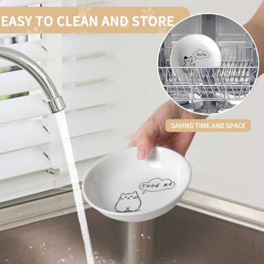 2pcs Little Cat Bowls5Inch Cat Food Bowl for Indoor Cats Cute Kittens Plate Dish Dishes Set with NonSlip Relief of Whisker Fati