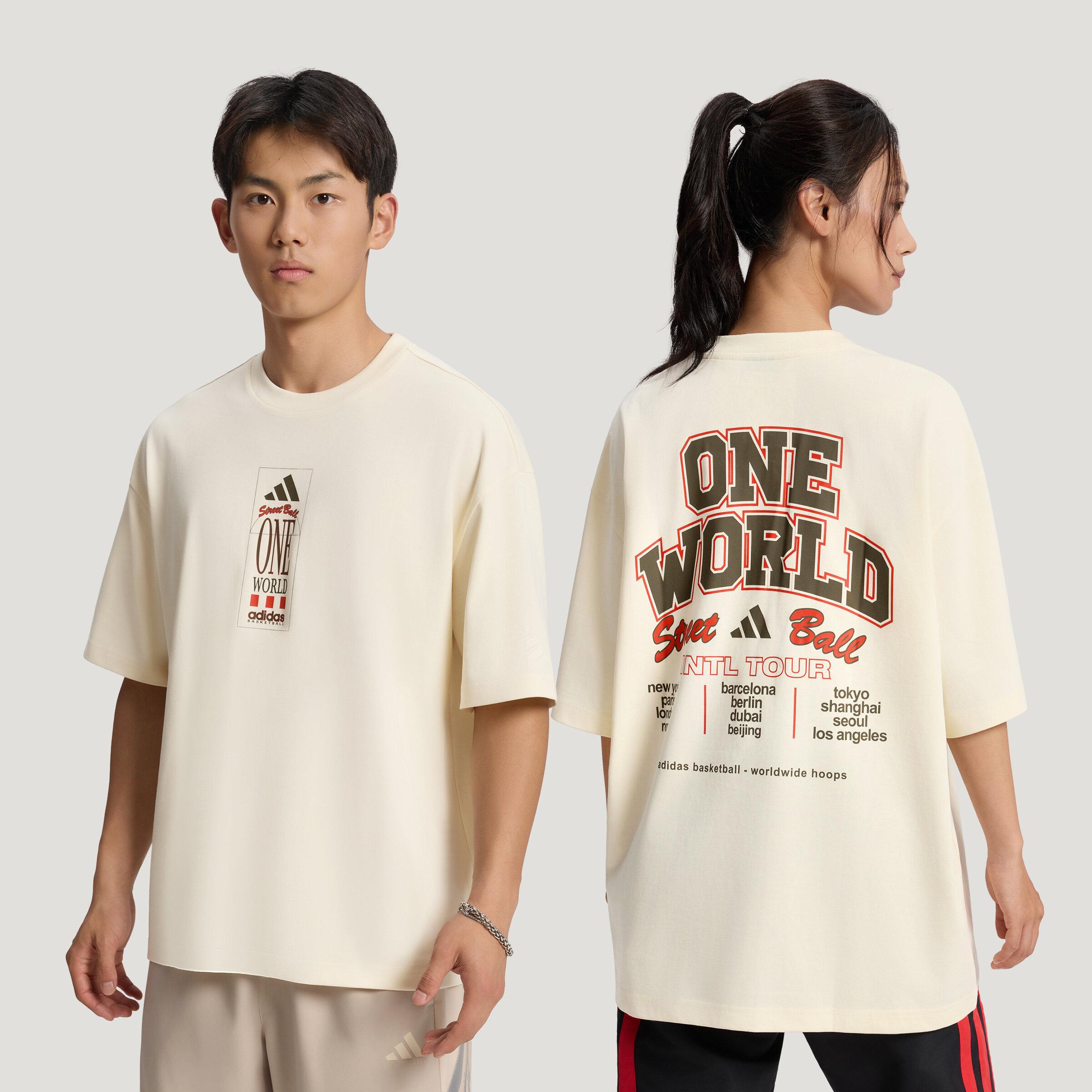 Adidas T Shirts Unisex Ivory Crew Neck L