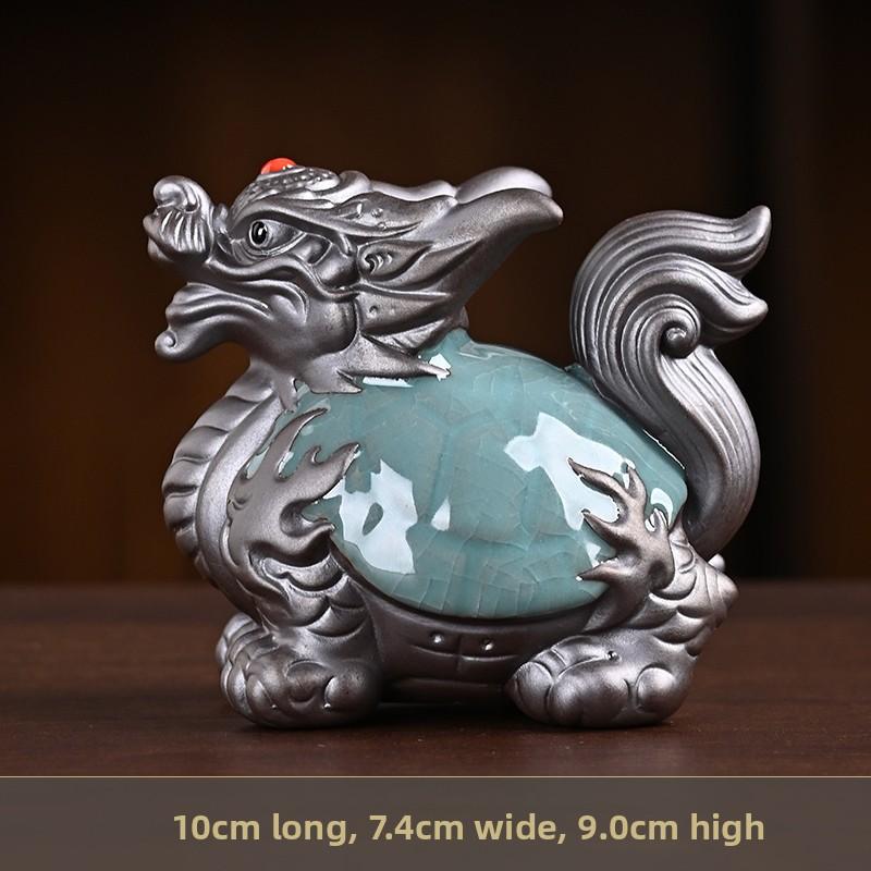 

Purple Clay Tea Pet Chinese Wealth Attracting Dragon Turtle Ornament Tea Strainer Nourishing Teaset Accessories Tea Playing