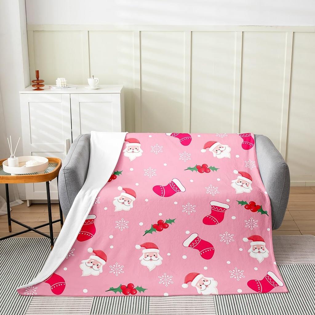 Christmas Snowman Blanket, Plush Flannel Fleece, Lightweight Fuzzy Throw, Winter Gift for Boys Girls, Sofa Couch