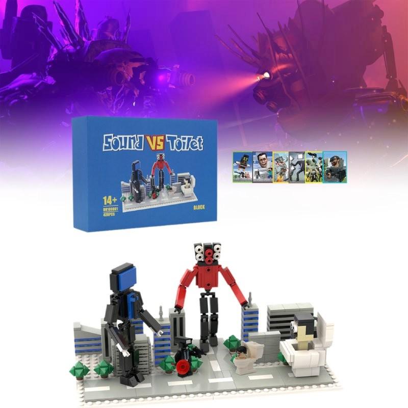 Kreatives Toilettenmann-Szenen-Bauspielzeug-Modell mit Karten für fantasievolles Spielen