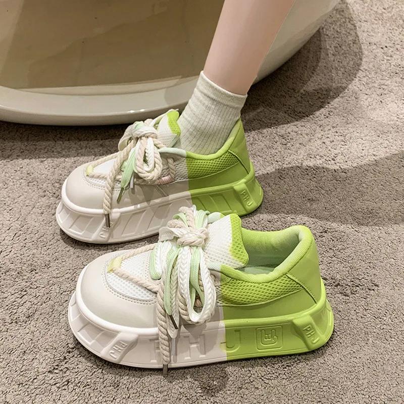Fashion Luxury New Women's Trendy Versatile Colored Casual Shoes Spring and Autumn Thick Soles Increase Comfort Sports Board Shoes