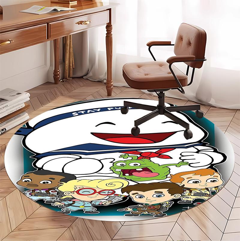 Ghostbusters Pattern Round Rug, Indoor/Outdoor Mat, for Picnic, Gameroom, Bedroom, Office, Living Room, Home Decor Carpet, Birthday Gift