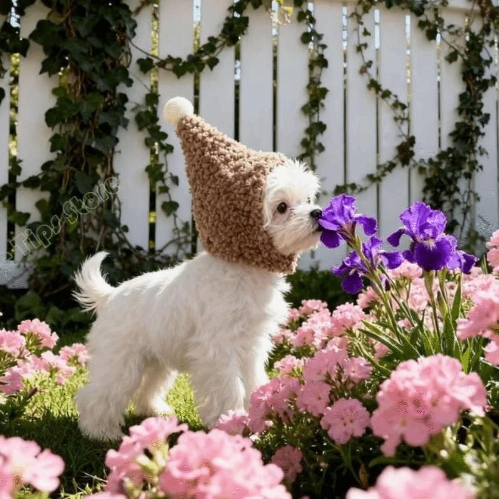 Funny Warm Pet Head Cover Soft Noise Protection Winter Pet Hat with Ball Comfortable Pet Transformation Hat Photography