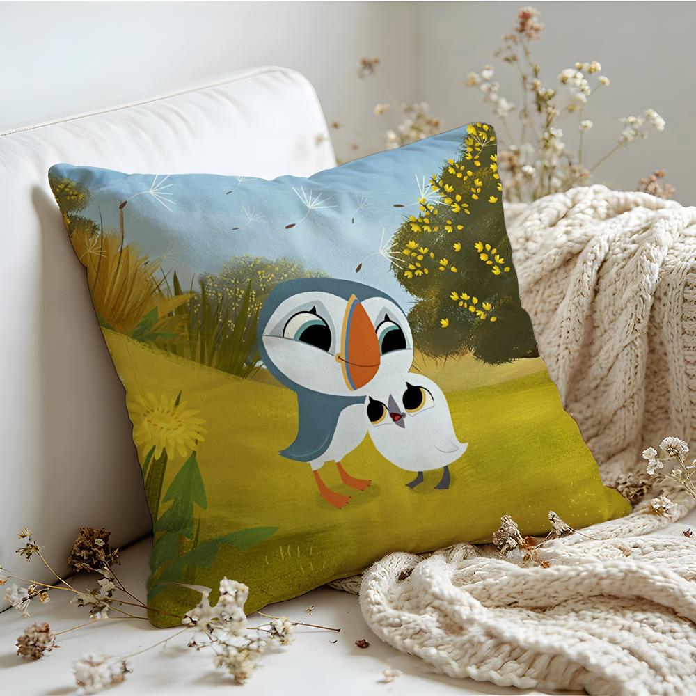 Cushion Cover  Linen  SkinFriendly Soft Decorative Case for Sofa Home Decor Kwaii Puffin Rock PPreschool Pillow Cover