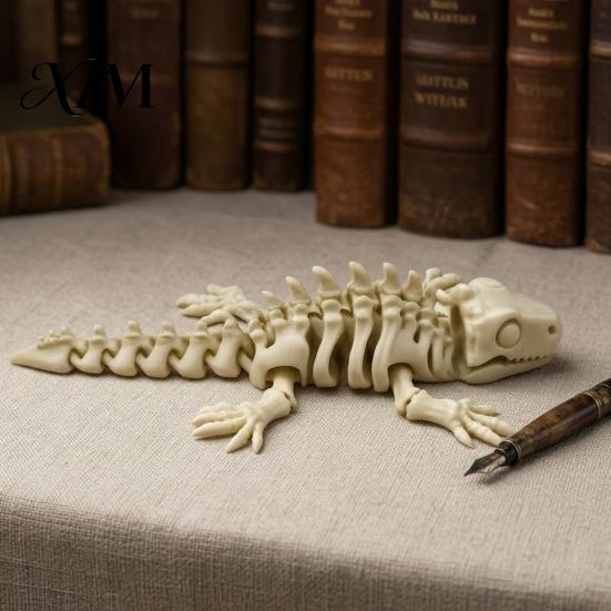 Creative 3d Printed Bone Crafts 5Pcs 3D Articulated Skeleton Dragon Ornament, Movable Joints Figurine, Simulation Fossils Craft Collectibles Flexible