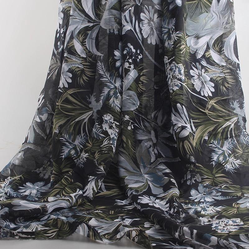 100x150cm 75D Imprimeu Leopard Șifon Material Rochie de Var cu Bretele Protecție Solară Subțire Transparentă Cădere Liberă Material Șifon Fără Șifonare