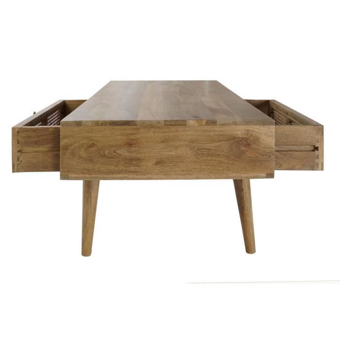 Table basse - 115 x 60 x 46 cm - Bois de manguier - Couleur naturelle - Rectangulaire