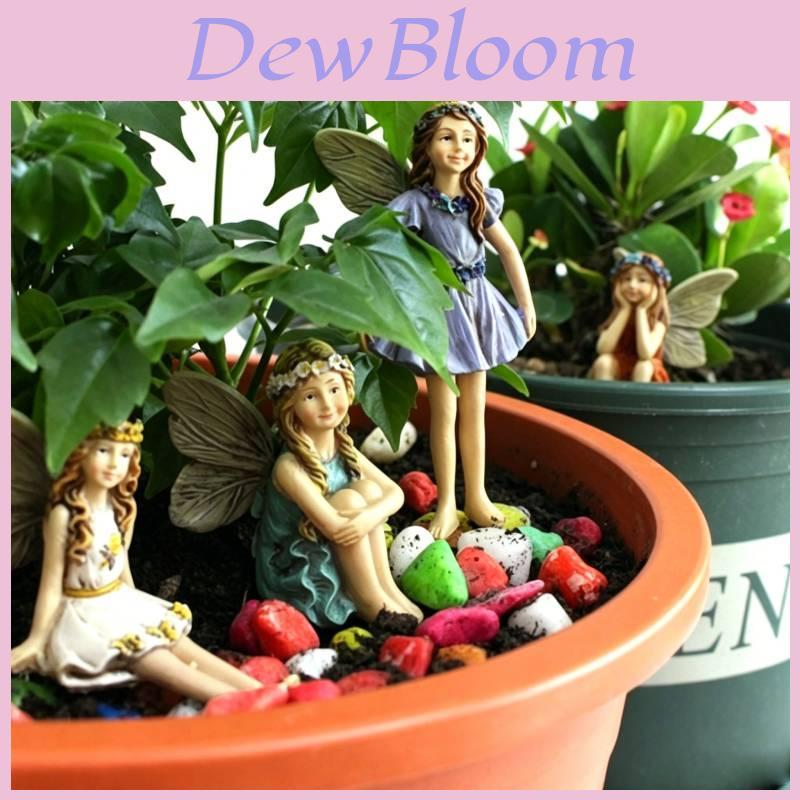 Garden Resin Fairy Figurine Set With Sculpting And Polishing For Home Decor Gift
