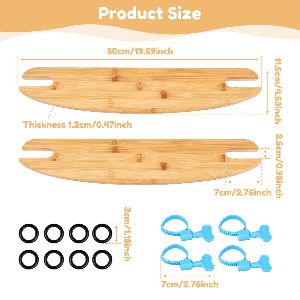 2Pcs Bamboo High Chair Foot Rest Height Adjustable High Chair Footrest with 2 Rubber Rings and Fixing Rings for High Chair