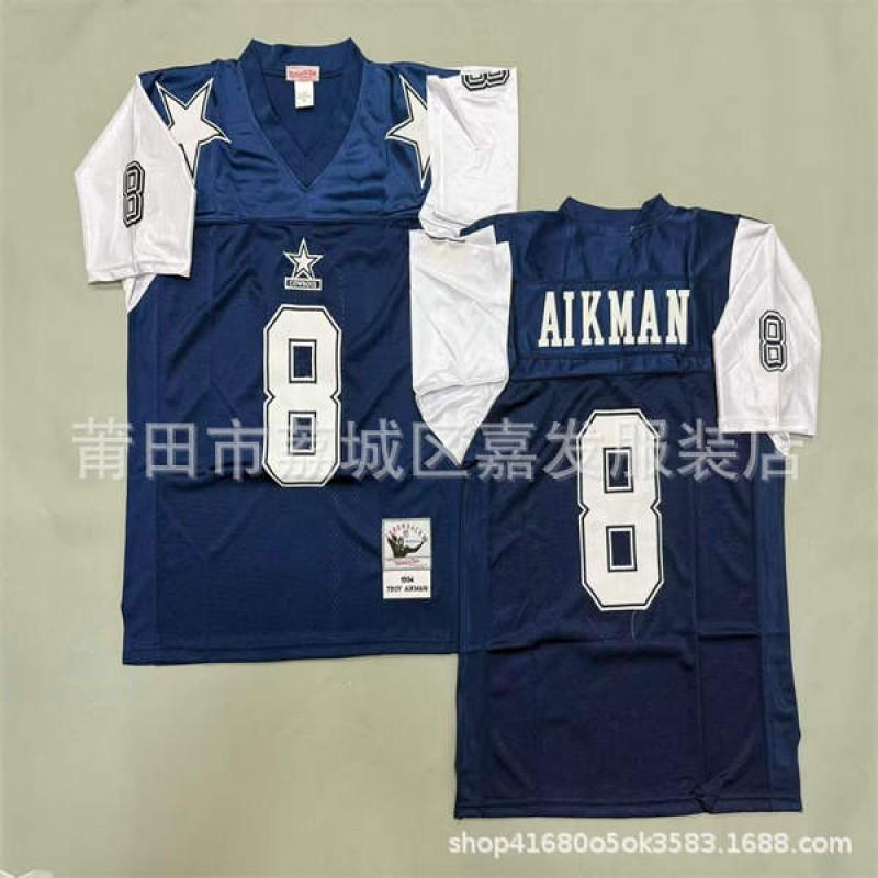Camiseta de Fútbol Retro NFL Dallas Cowboys para Hombre de Algodón Bordada Camisa Deportiva del Equipo Ropa para Aficionados