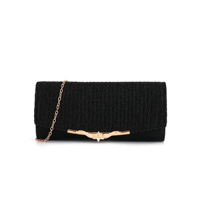 Women's Bag Banquet Bag Clutch Bag Pleated Metal Cover Wedding and Evening Bag