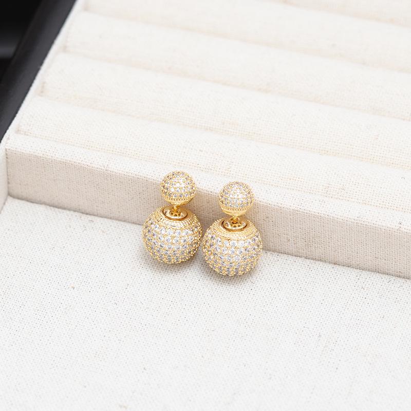 Elegant Light Luxury Zircon Inlaid Ball Earrings for Women