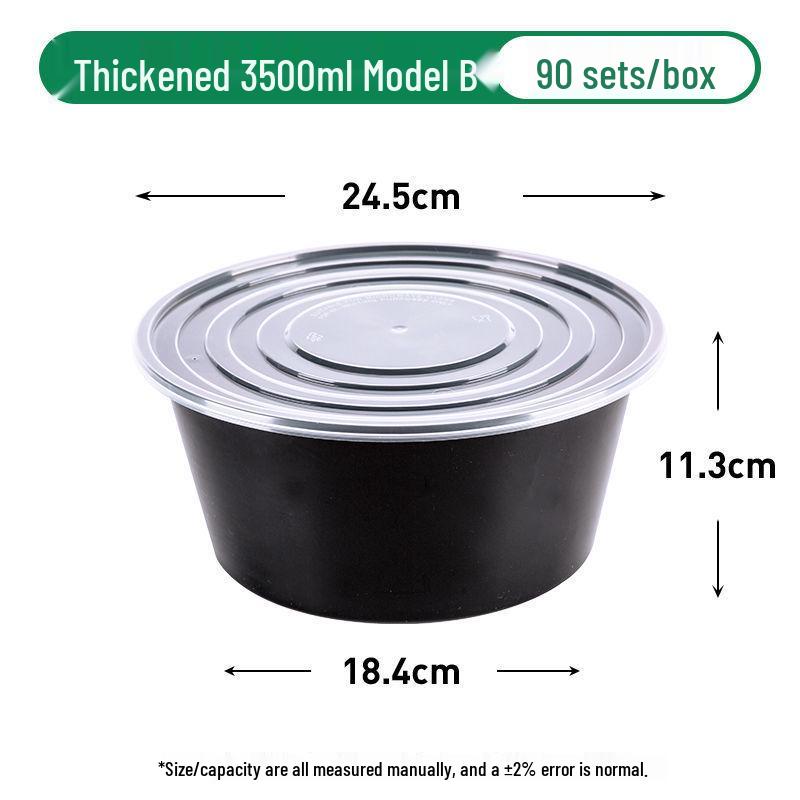 Black Round Disposable Food Containers: Thickened Soup and Fast Food Bowls