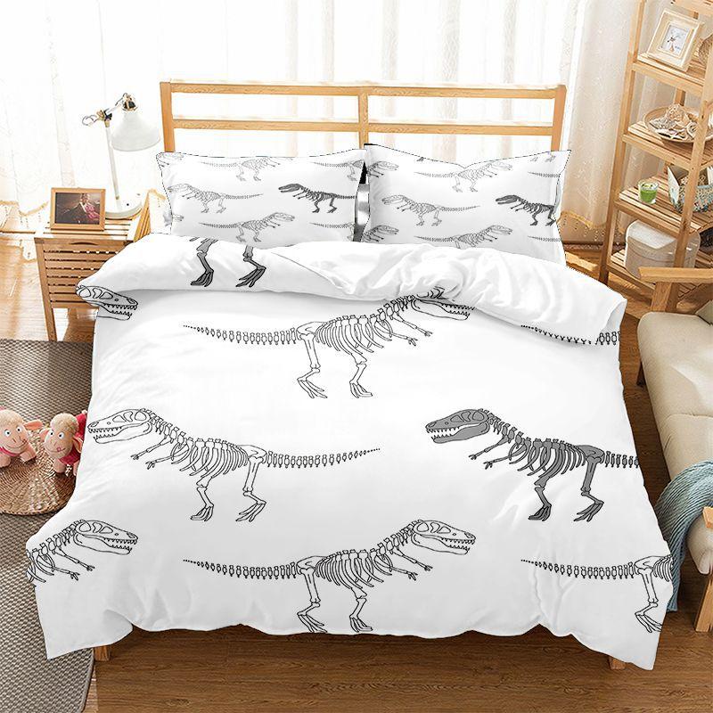 Dinosaur Duvet Cover Set Kids Bedding Set Full/Queen Size 3D Cartoon Animal Duvet Cover for Boys Girl Children Color Quilt Cover