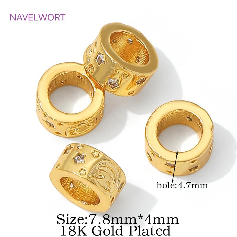 

18K Gold Plated Brass Round Spacer Beads For Jewelry Making,Beads Separators,DIY Necklace Accessories,Supplies For Jewelry 2 Pieces