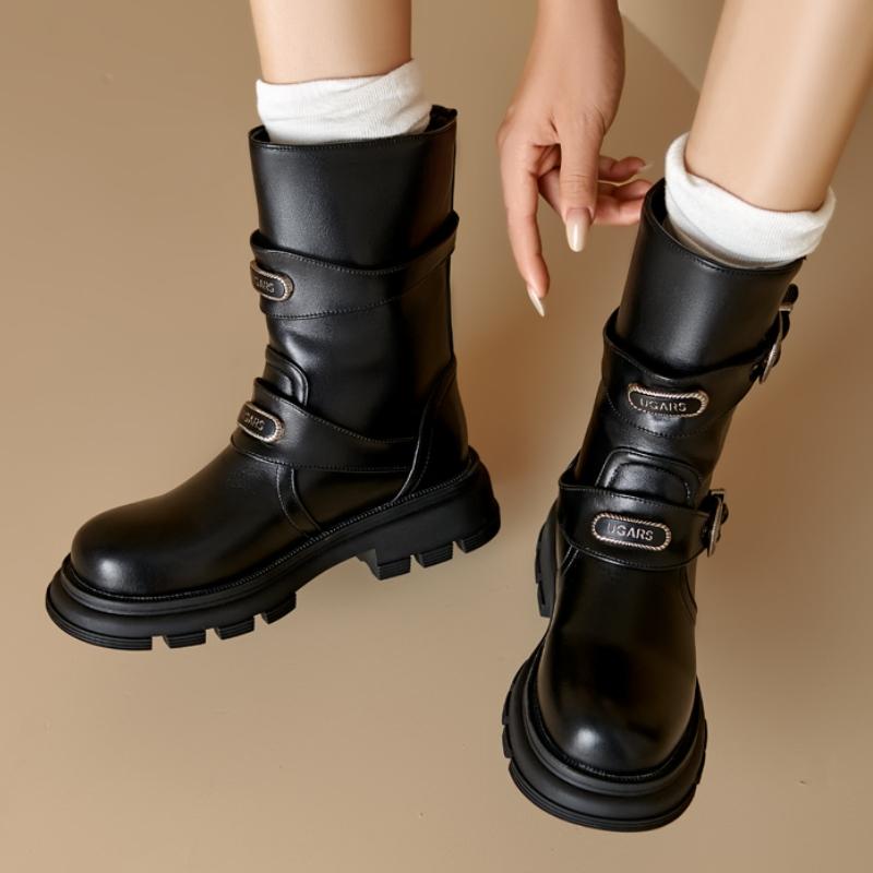 Schwarze Damen Stiefeletten Gummi Niedriger Absatz Motorradstiefel Braun Herbst Winter Schuhwerk Schuh Unisex Große Größe Wasserdicht