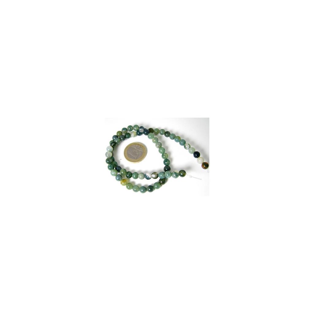 Strand of 60 Round Beads 6mm 6 Mm In Moss Green Aquatic Agate
