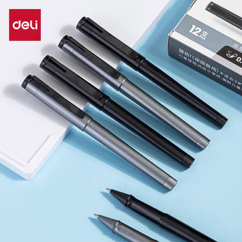 Deli 0.7mm Black Gel Pen - 12 Pack