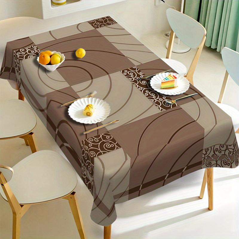 1pc Retro Patterned Patterned Long Rectangular Tablecloth, Dining Table Cover, Coffee Table Cover.PMJ