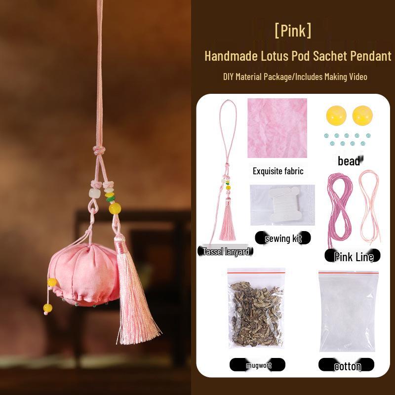 DIY Dragon Boat Festival Lotus Pod Sachet: Handmade Embroidered Mugwort Perfume Pouch Pendant