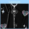 Gothic Vintage Silver Skull Key Necklace With Stainless Steel Chain For Women