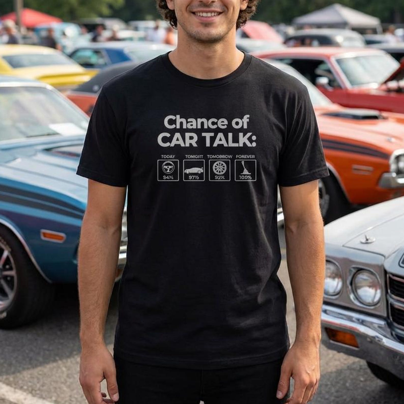 Car Talk Weather Forecast Shirt, Funny Car Guy Tee, Automotive Humor Gift L