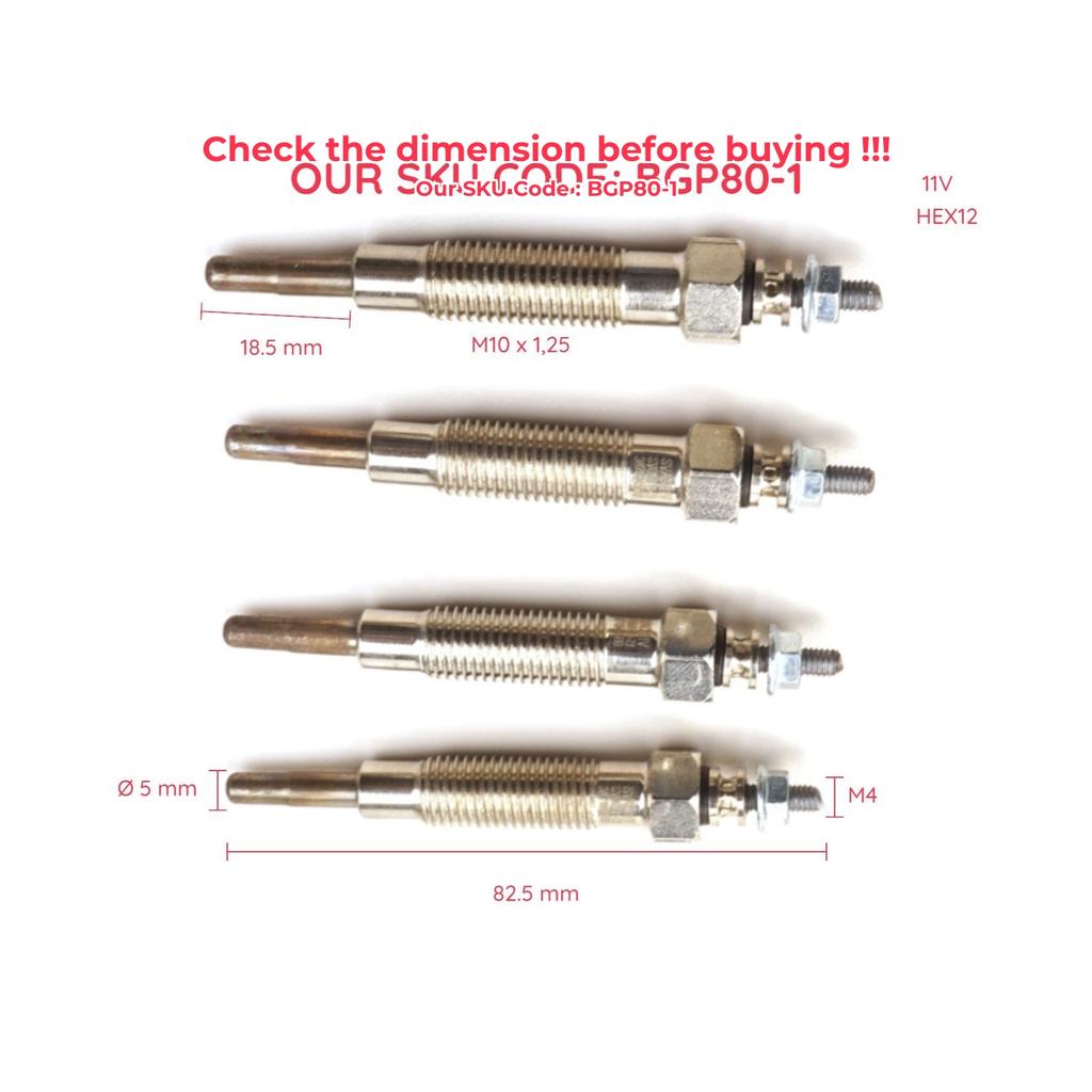 BGP80-1 4 Pieces Heater Glow Plugs 11 Volt MD197511 GN107 for Mitsubishi Hyundai
