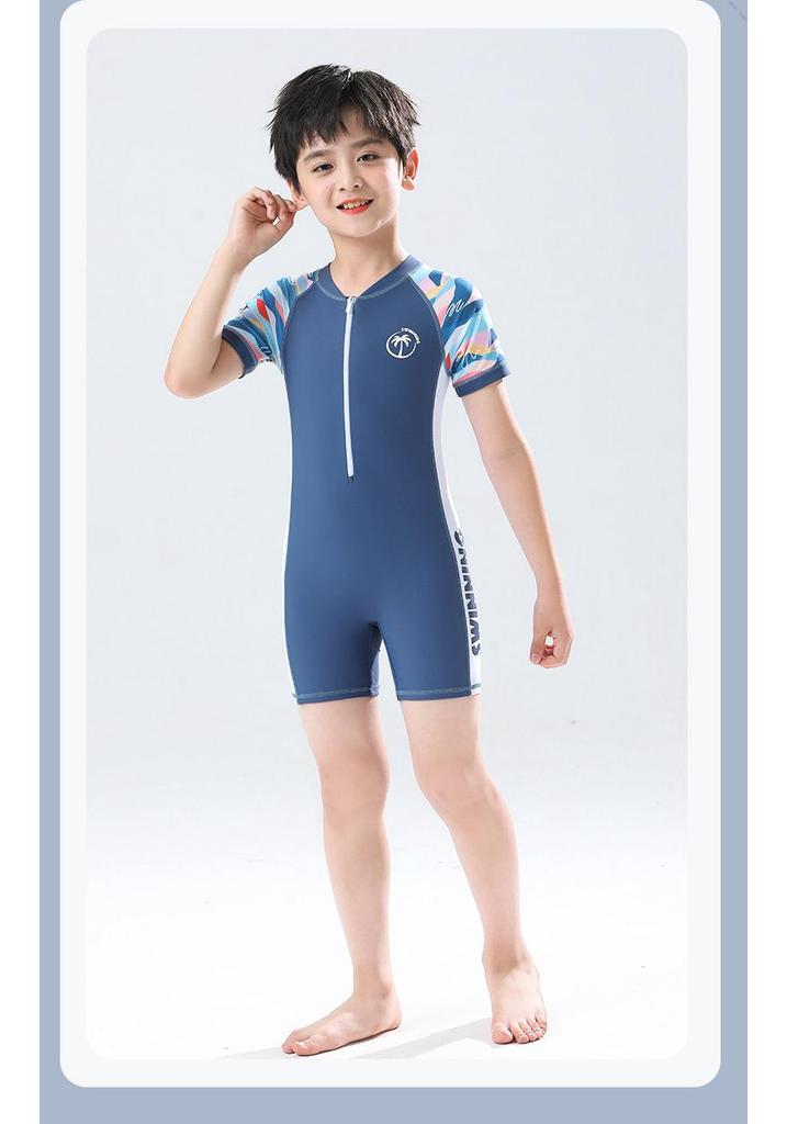 Boys' Cartoon Two-Piece Long Sleeve Swimsuit – S, M, L Sizes, Sun Protection, Quick-Dry Summer Swimwear.