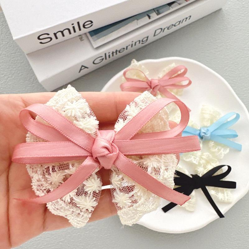 Lace Bow Hair Clip Women Sweet Versatile Duckbill Clip Fashion Simple Hair Accessories