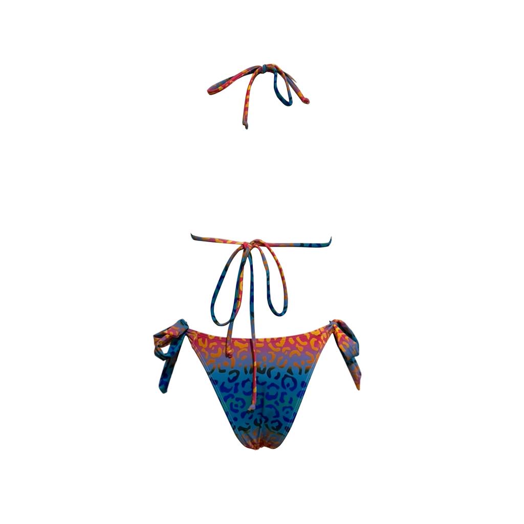 Women's Color-Blocked Leopard Print Fashion Sexy Split Bikini Swimsuit