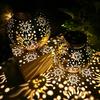 Outdoor Solar Lights Iron Garden Sun Face Projection Landscape Lamp Moon Star Floodlight