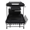 Dish Drying Rack 2 Layer Foldable Versatile Convenient Storage Dish Drainer Rack with Utensil