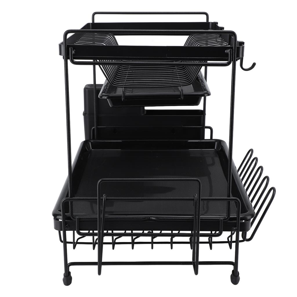 Dish Drying Rack 2 Layer Foldable Versatile Convenient Storage Dish Drainer Rack with Utensil
