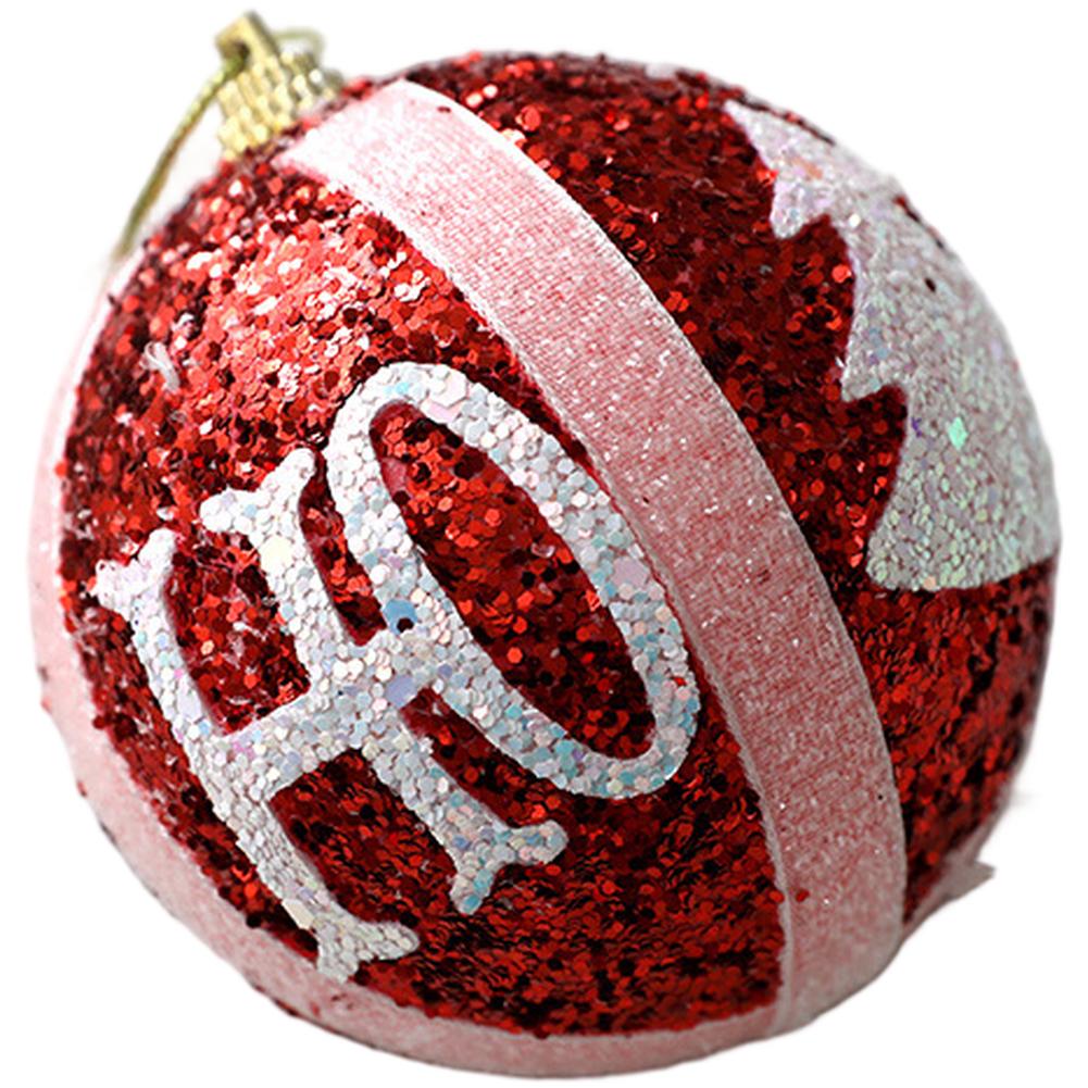 Red Foam Glitter Christmas Tree Ornaments 8cm with Lightweight Hanging Balls and Modern Design for Seasonal Decoration