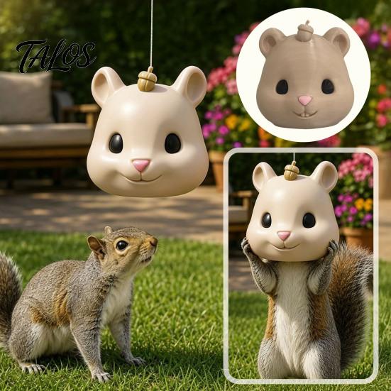 Wildlife Observation Tool Mouse Head Squirrel Feeder, Funny Animal Face Outdoor Durable Food Holder Hanging Feeding Station for Garden Backyard Patio