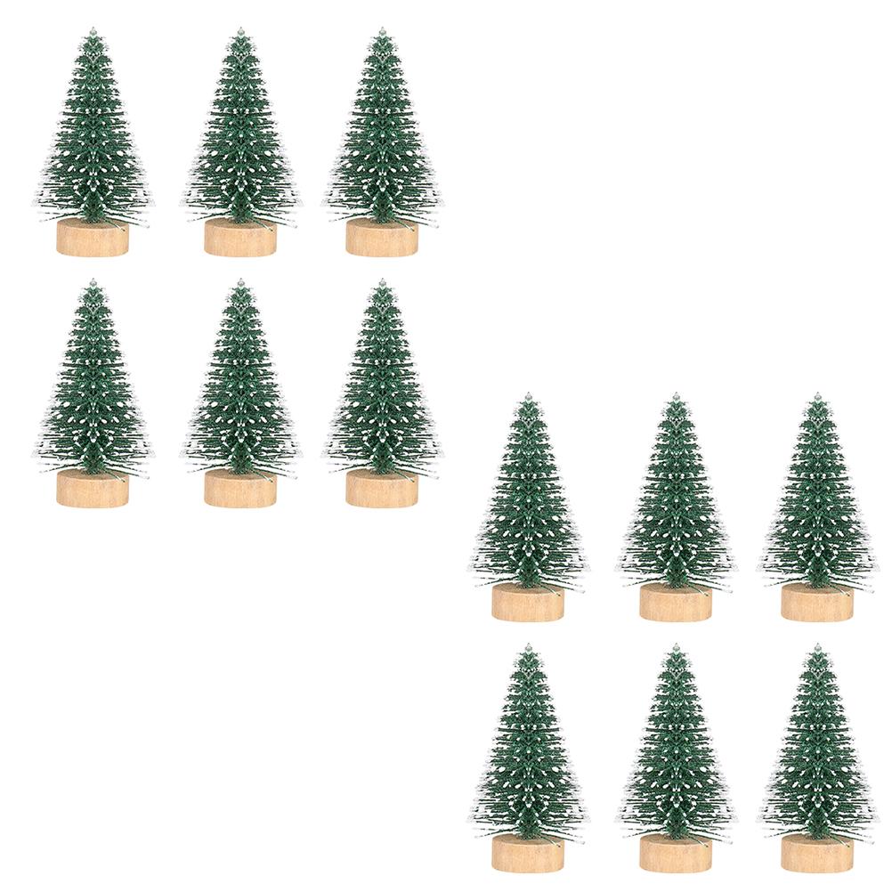 12 Pcs Fake Cedar Tree Mini Xmas Decor Desktop Pine Ornament Home Mini Tree Craft Centerpiece for