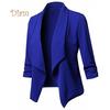 (M-5XL) Bürodame Revers Langarm Blazer Slim Fit Einfarbig Anzug Mantel Jacke