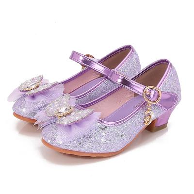 Children's High Heels Spring and Autumn New Girls Princess Shoes Little Girls Rhinestone Bow Single Shoes Baby Leather Shoes