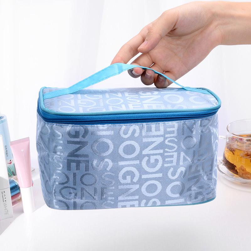 Women's handheld cosmetic bag new women's alphabet color fashion square travel portable storage toiletry bag