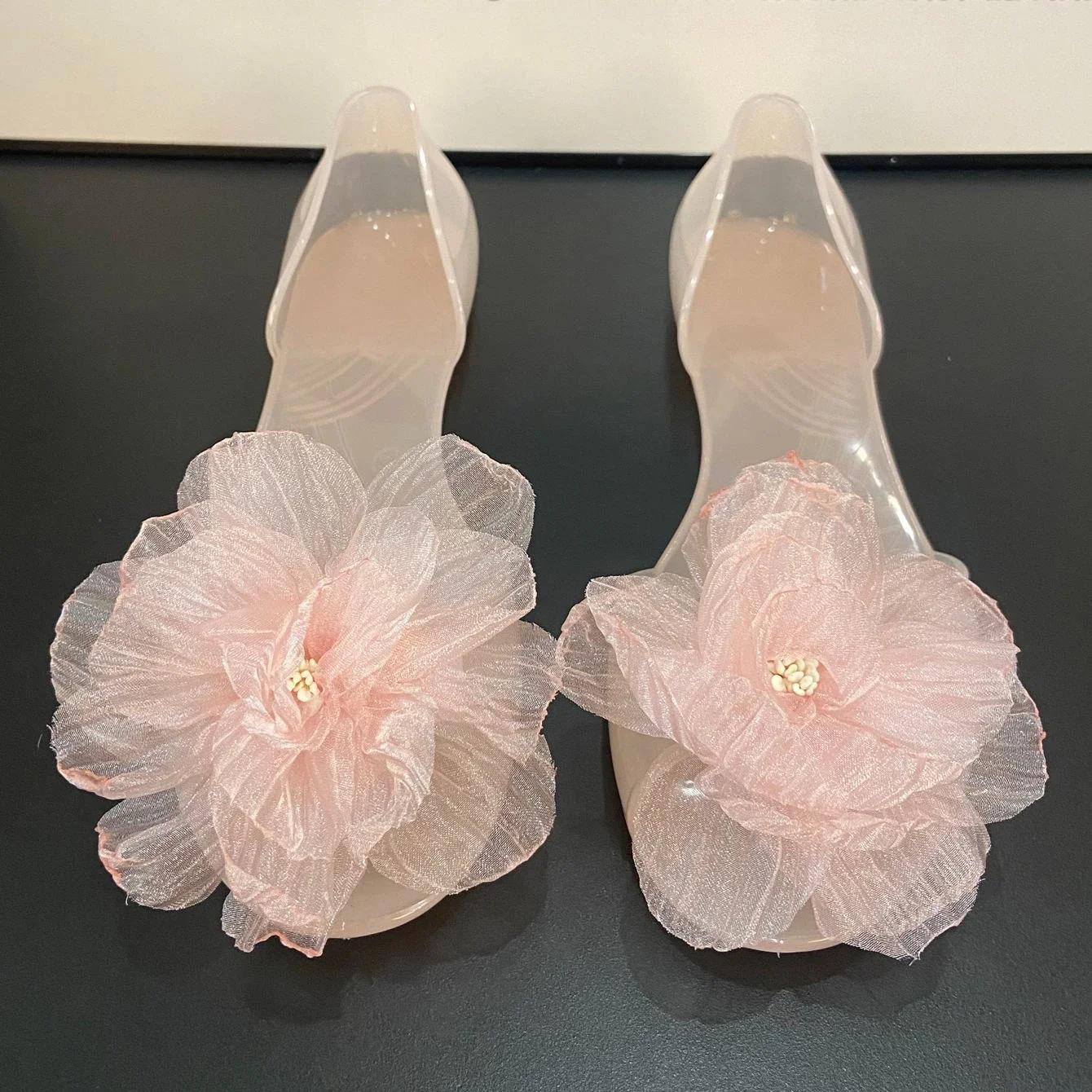 Новые модные прозрачные сандалии женские желеобразные сандалии летние туфли на плоской — фото 10