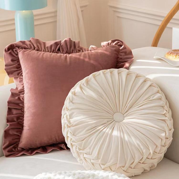 Nordic Pumpkin Pleated Round Throw Pillow Cushion for Sofa & Living Room