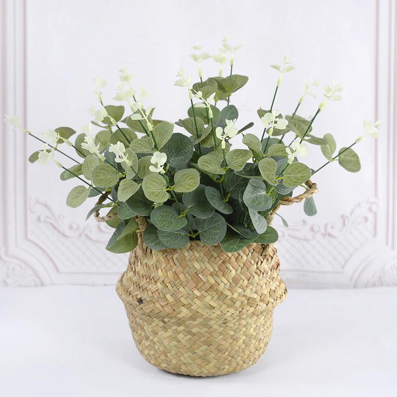 10/30Pcs Eucalyptus Leaves Branch Artificial Plastic Green Plants Stem for Home Garden Vase Decoration Wedding Party Fake Flower