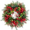 Bowknot Christmas Door Wreath Red Berries Artificial Holiday Wreath  Holiday Party Decor