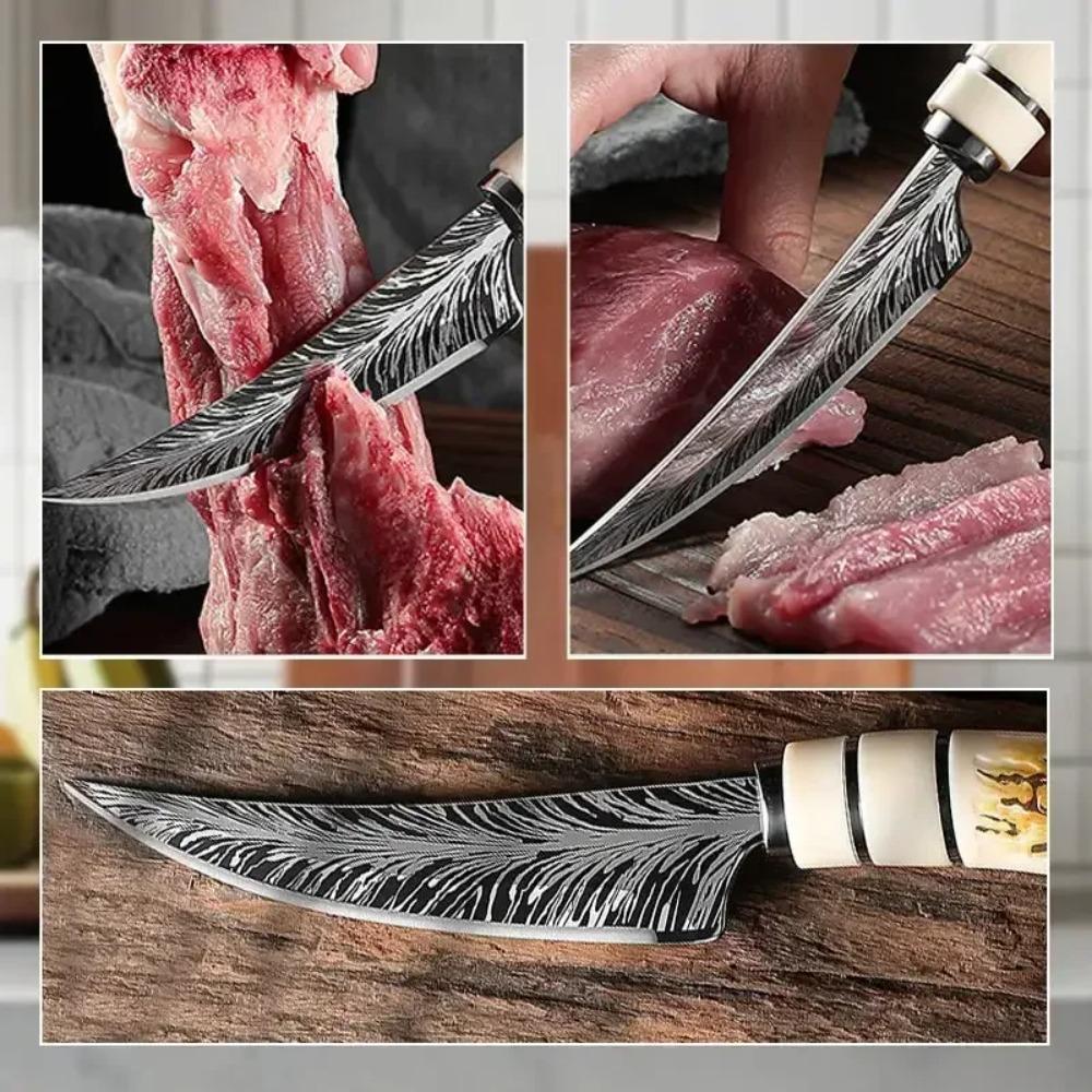 1 buc. Cuțit de dezosat cu lamă ascuțită curbată pentru cutie cadou Bucătărie Duritate mare Forjat Textură Damasc Cuțit ascuțit Cuțit de fructe